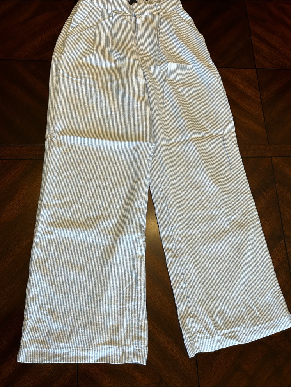 Hollister Blue and White Pinstripe Wide Leg Pants
